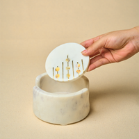Marble & Mother-of-Pearl Coasters with Brass Inlay — thumbnail