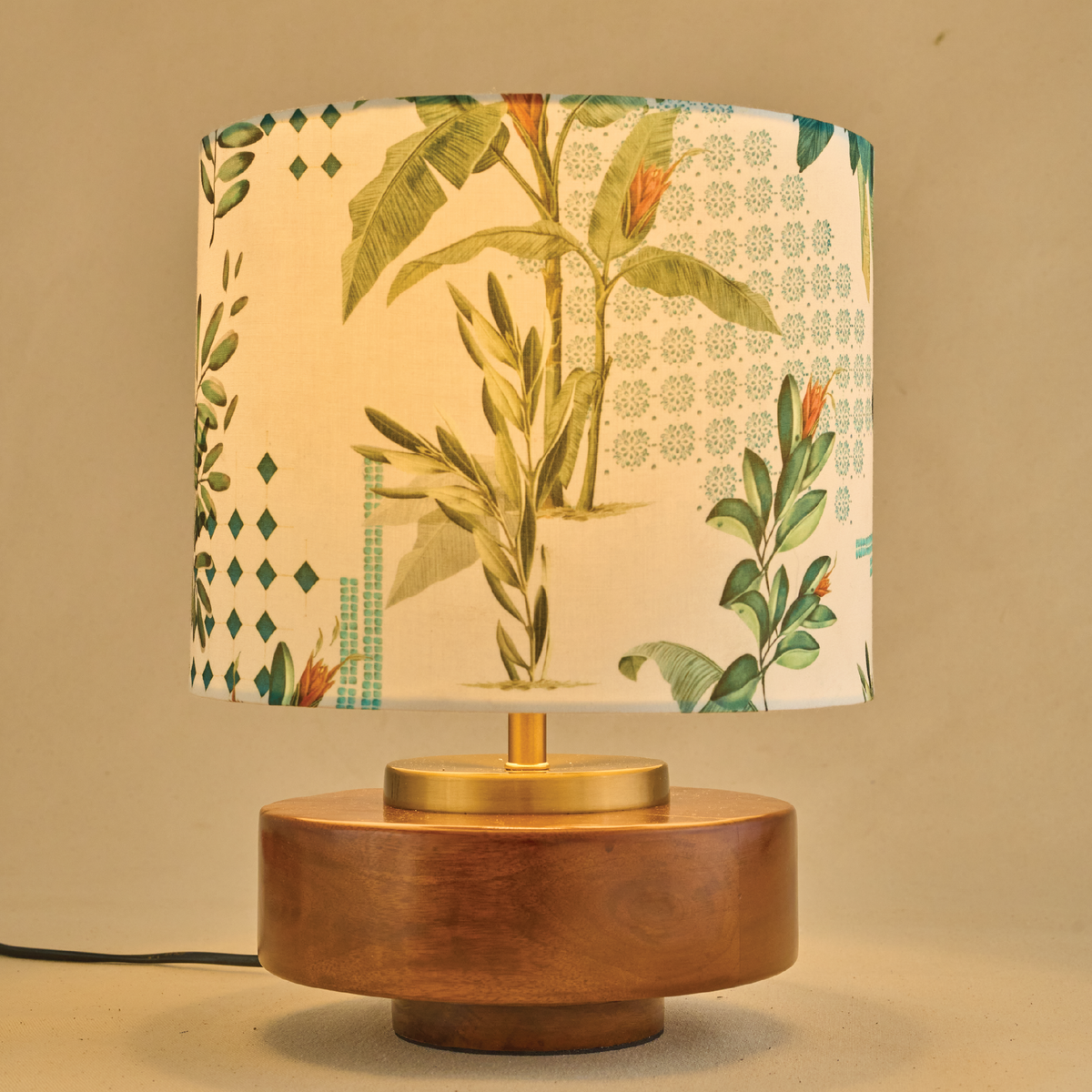 Mango Wood Table Lamps shade, Green Tropical Mango Silk Shade - RIO Collection