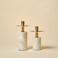 White Marble Candle Stand, Set of 2 — thumbnail