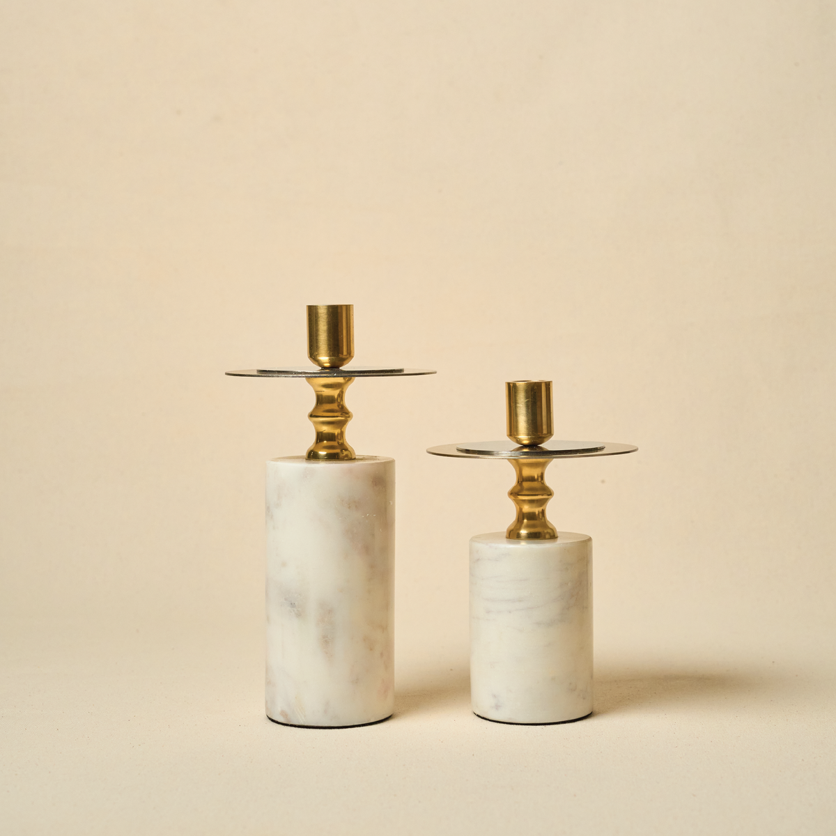 White Marble Candle Stand, Set of 2