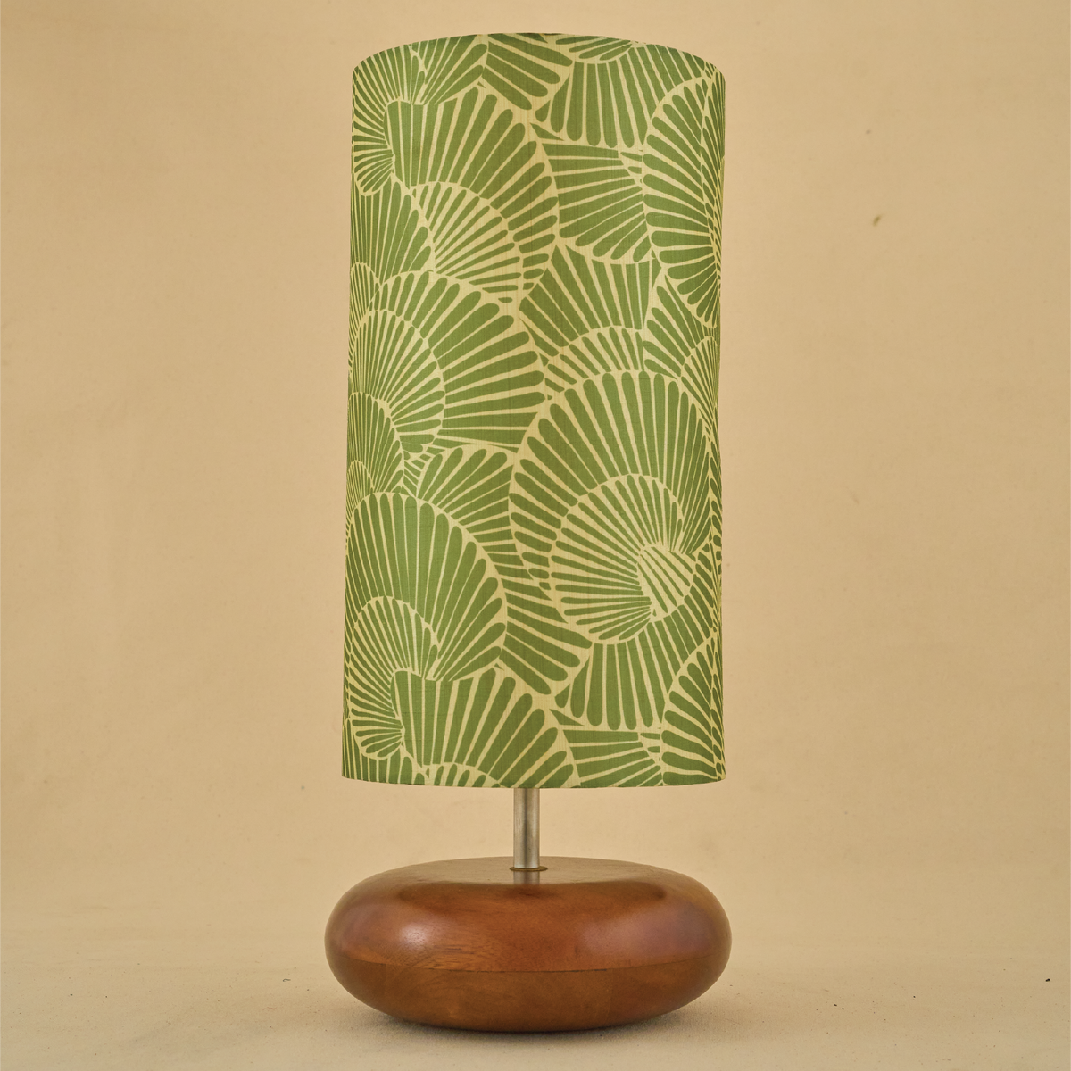Mango Wood Table Lamp, Lily Leaves Mango Silk Shade - RIO Collection