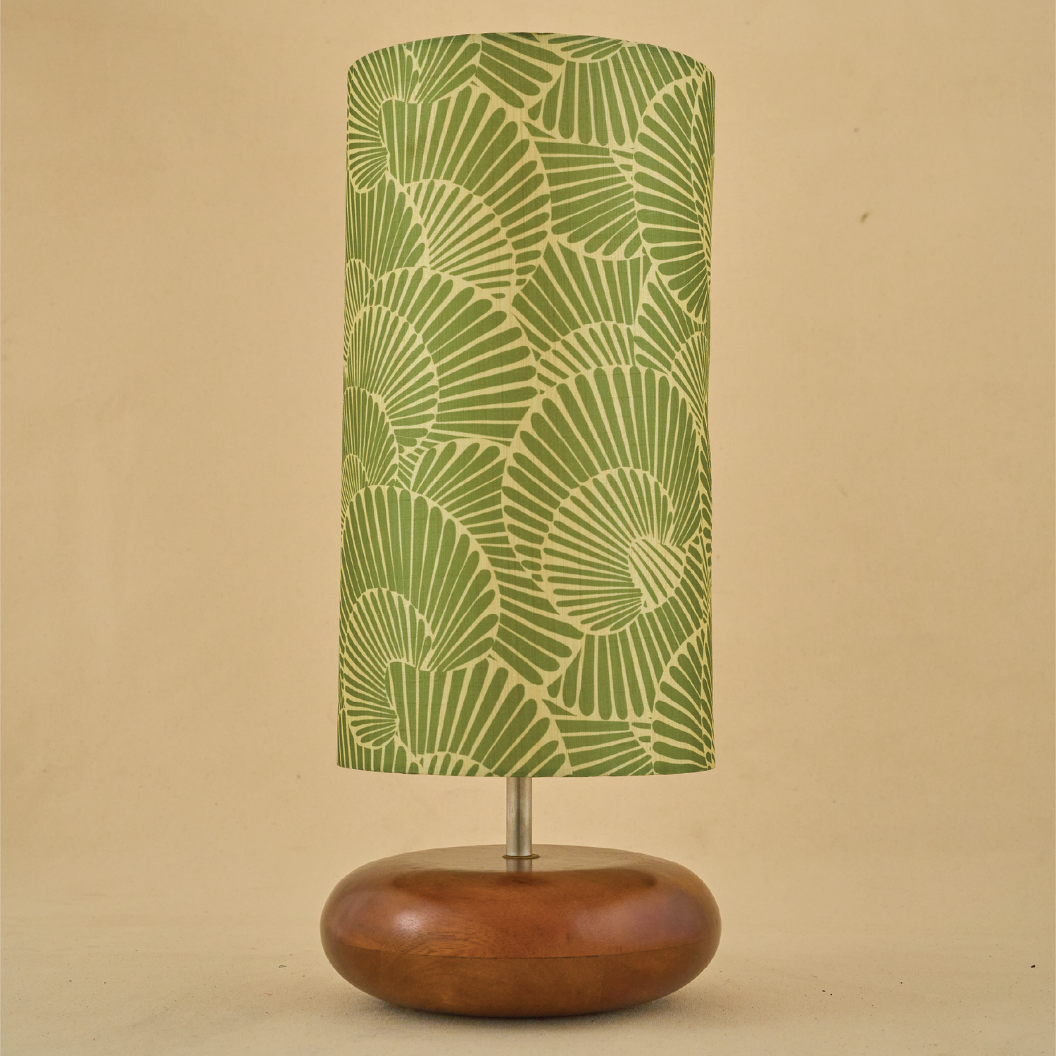Mango Wood Table Lamp, Lily Leaves Mango Silk Shade - RIO Collection