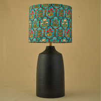 Metal Table Lamp, Teal GarlanBlack ds Fabric Shade - RIO Collection — thumbnail