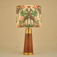 Mango Wood Table Lamp, Jungle Tales Shade - RIO Collection — thumbnail