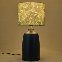 Black Metal Table, Mango Silk Lily Leaves Shade - RIO Collection — thumbnail
