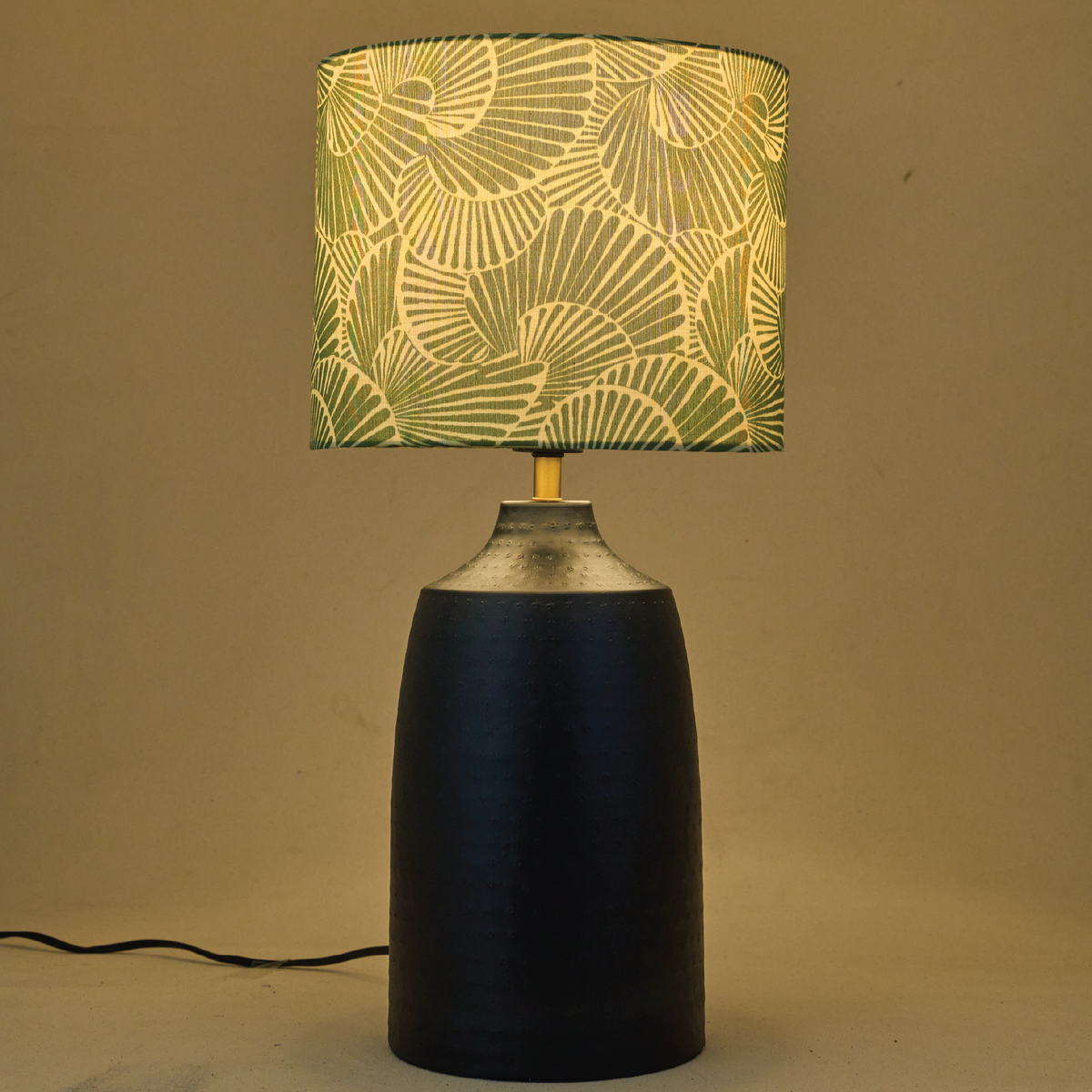 Black Metal Table, Mango Silk Lily Leaves Shade - RIO Collection
