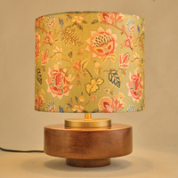 Mango Wood Table Lamp, Persian Flowers Mango Silk Shade - RIO Collection — thumbnail