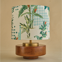 Mango Wood Table Lamps shade, Green Tropical Mango Silk Shade - RIO Collection — thumbnail