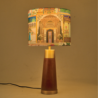 Mango Wood Table Lamp, Maharani Mango Silk Shade - RIO Collection — thumbnail