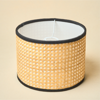 Drum Lamp Shade for Bedroom, Living Room | Handcrafted Printed Faux Silk Replacement Lampshade Only | Easy Assembly, 10.5x8.5 Inches, Natural Rattan Shade — thumbnail