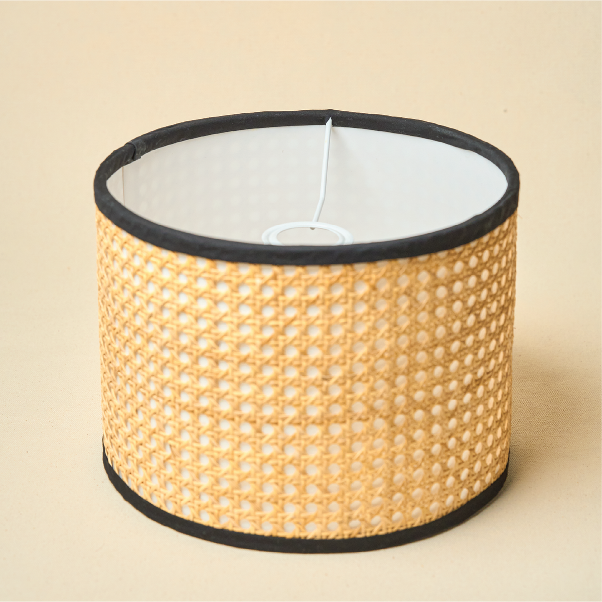 Drum Lamp Shade for Bedroom, Living Room | Handcrafted Printed Faux Silk Replacement Lampshade Only | Easy Assembly, 10.5x8.5 Inches, Natural Rattan Shade