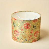 Drum Lamp Shade for Bedroom, Living Room | Handcrafted Printed Faux Silk Replacement Lampshade Only | Easy Assembly, 10.5x8.5 Inches, Persian Flowers Mango Silk Shade — thumbnail