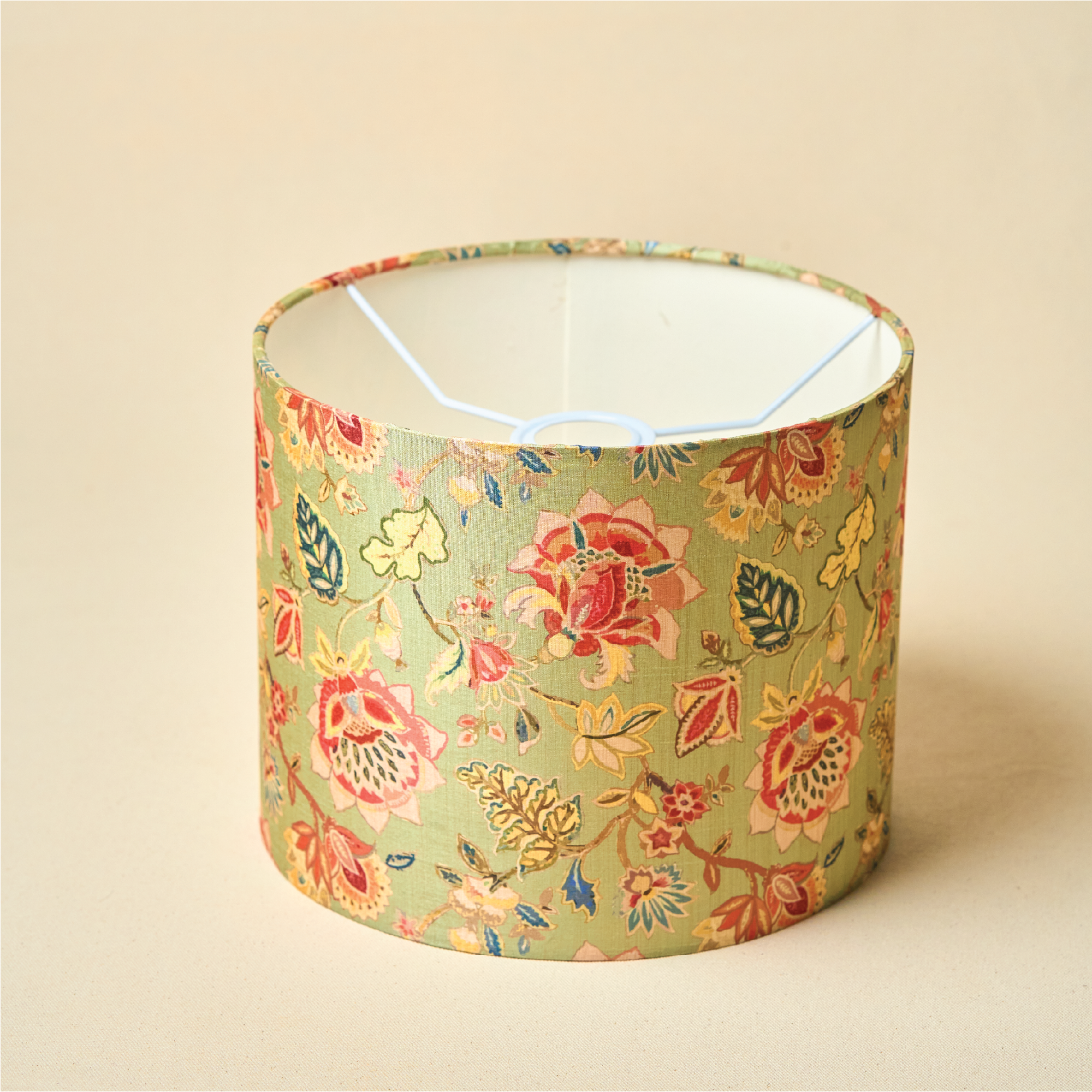 Drum Lamp Shade for Bedroom, Living Room | Handcrafted Printed Faux Silk Replacement Lampshade Only | Easy Assembly, 10.5x8.5 Inches, Persian Flowers Mango Silk Shade