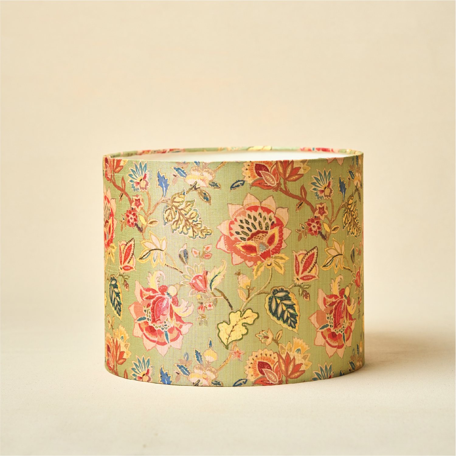Drum Lamp Shade for Bedroom, Living Room | Handcrafted Printed Faux Silk Replacement Lampshade Only | Easy Assembly, 10.5x8.5 Inches, Persian Flowers Mango Silk Shade