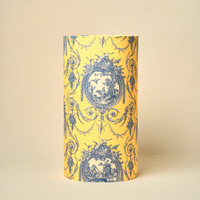 Drum Lamp Shade for Bedroom, Living Room | Handcrafted Printed Faux Silk Replacement Lampshade Only | Easy Assembly Yellow Victorian Fabric Shade — thumbnail