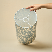Drum Lamp Shade for Bedroom, Living Room | Handcrafted Printed Faux Silk Replacement Lampshade Only | Easy Assembly English Country Fabric Shade — thumbnail
