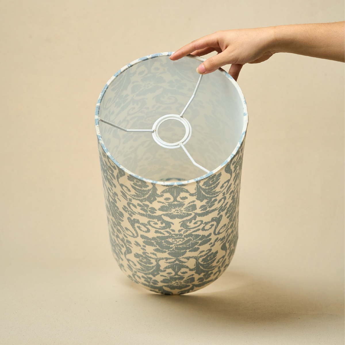 Drum Lamp Shade for Bedroom, Living Room | Handcrafted Printed Faux Silk Replacement Lampshade Only | Easy Assembly English Country Fabric Shade