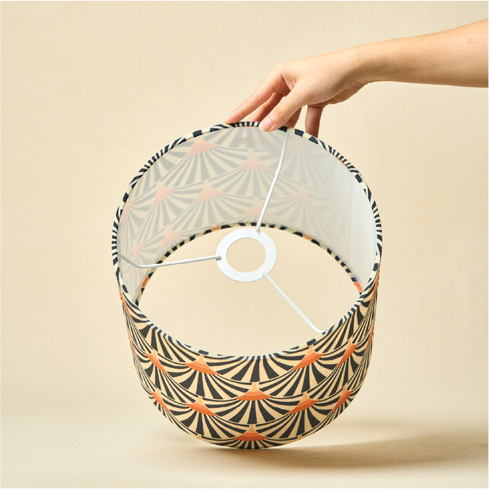 Drum Lamp Shade for Bedroom, Living Room | Handcrafted Printed Faux Silk Replacement Lampshade Only | Easy Assembly, 10.5x8.5 Inches, Orange Zebra Shade