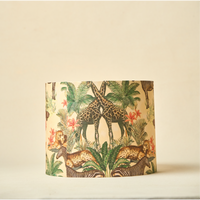 Drum Lamp Shade for Bedroom, Living Room | Handcrafted Printed Faux Silk Replacement Lampshade Only | Easy Assembly, 10.5x8.5 Inches, Jungle Tale Shade — thumbnail