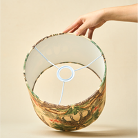 Drum Lamp Shade for Bedroom, Living Room | Handcrafted Printed Faux Silk Replacement Lampshade Only | Easy Assembly, 10.5x8.5 Inches, Jungle Tale Shade — thumbnail