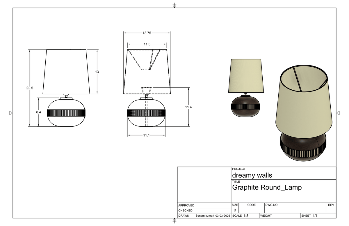 Studio CAD drawing of Ring Table Lamp