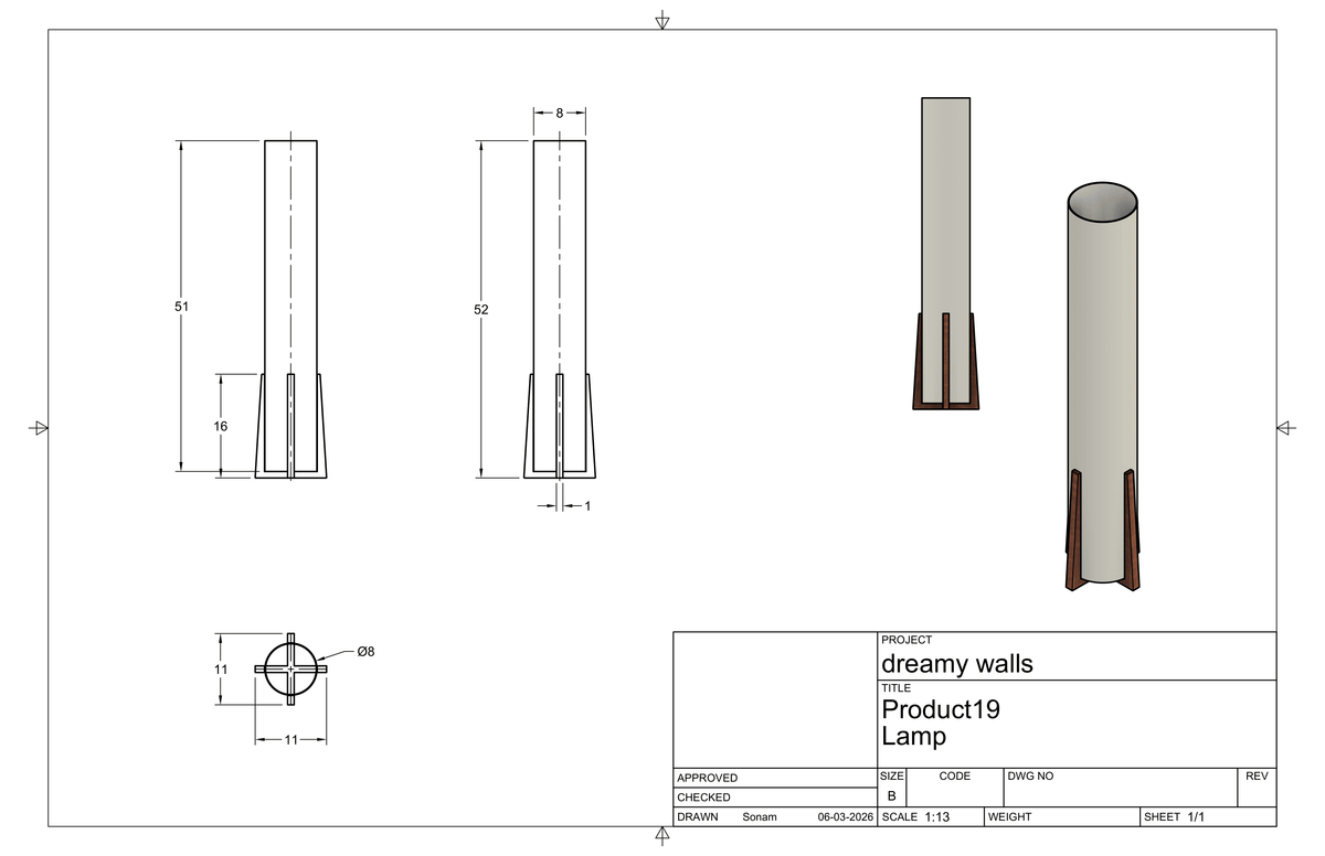 Studio CAD drawing of Ivory Column Lamp