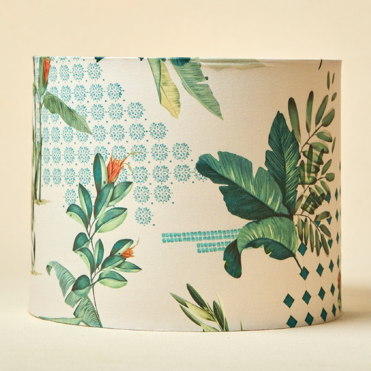 Green Tropical Drum Lamp Shade