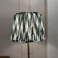 Hara Ikat Scalloped Lamp Shade, lit — thumbnail