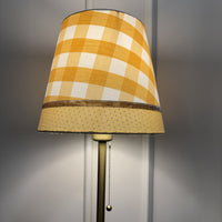 Haldi Gingham Empire Lamp Shade, lit — thumbnail