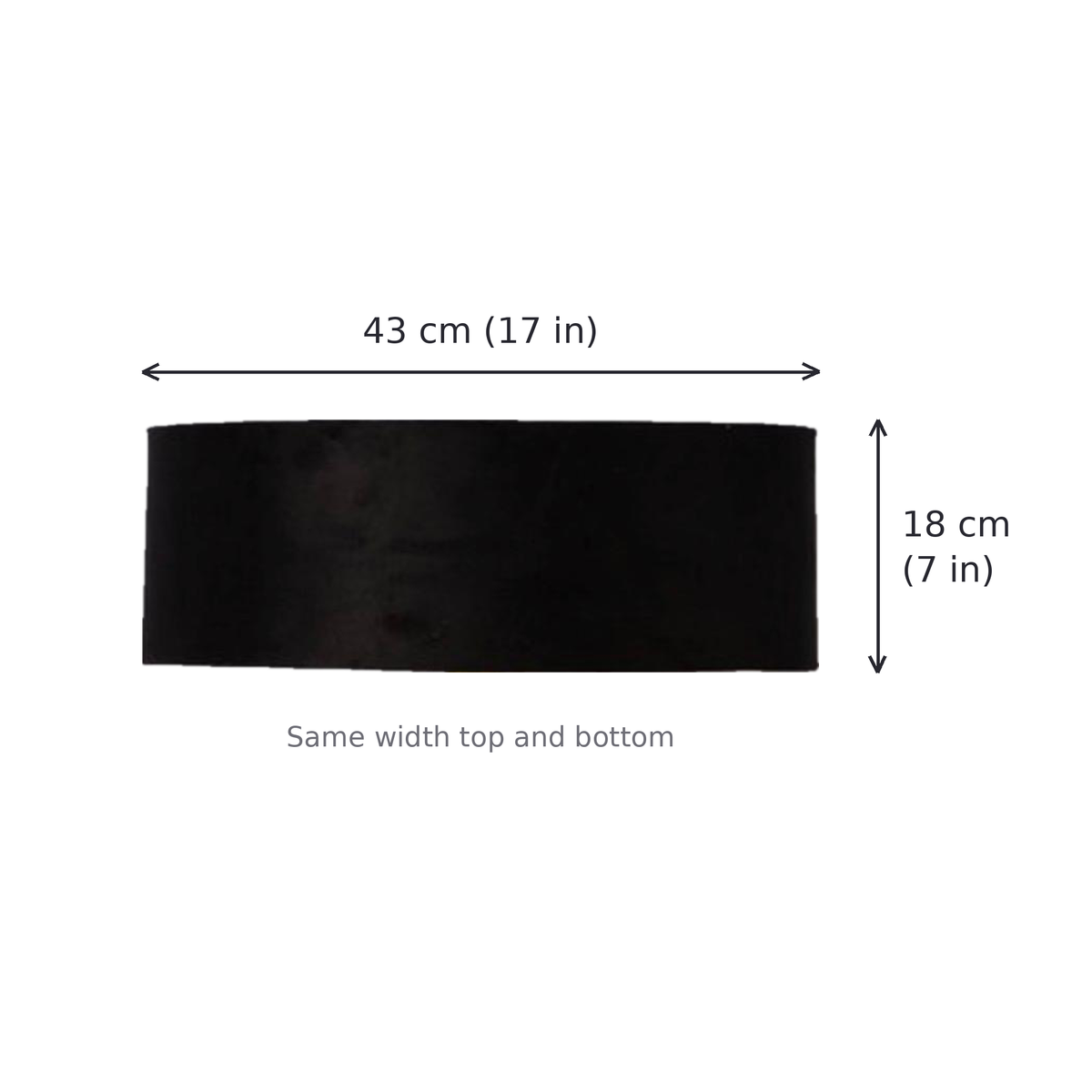 Size guide: Raat Velvet Wide Drum Lamp Shade, 17 in wide, 7 in high