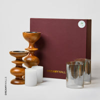 Wooden Candle Stands Curvy with Glass Hurricane — thumbnail