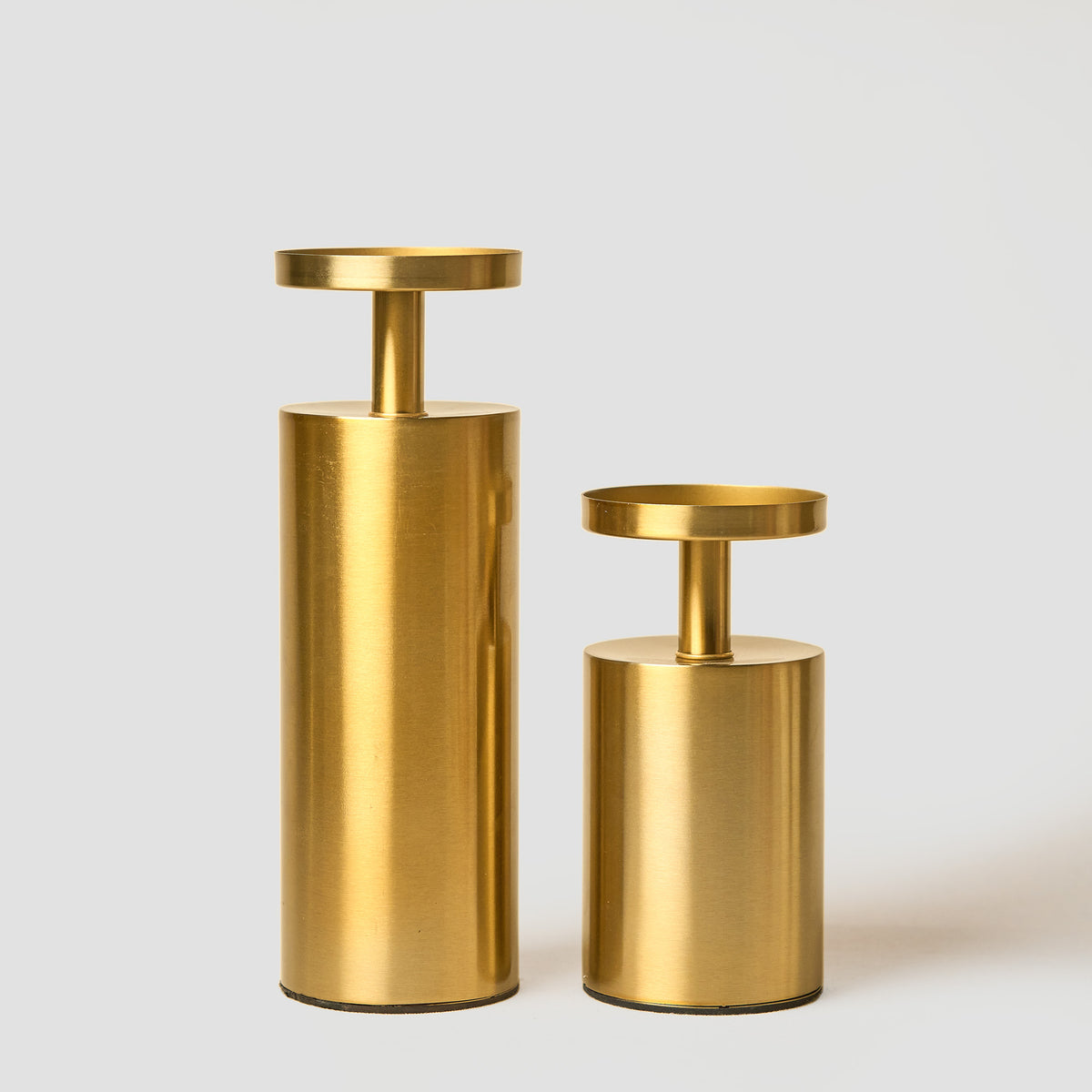 Gold Pillar Candle Stands, Set of 2