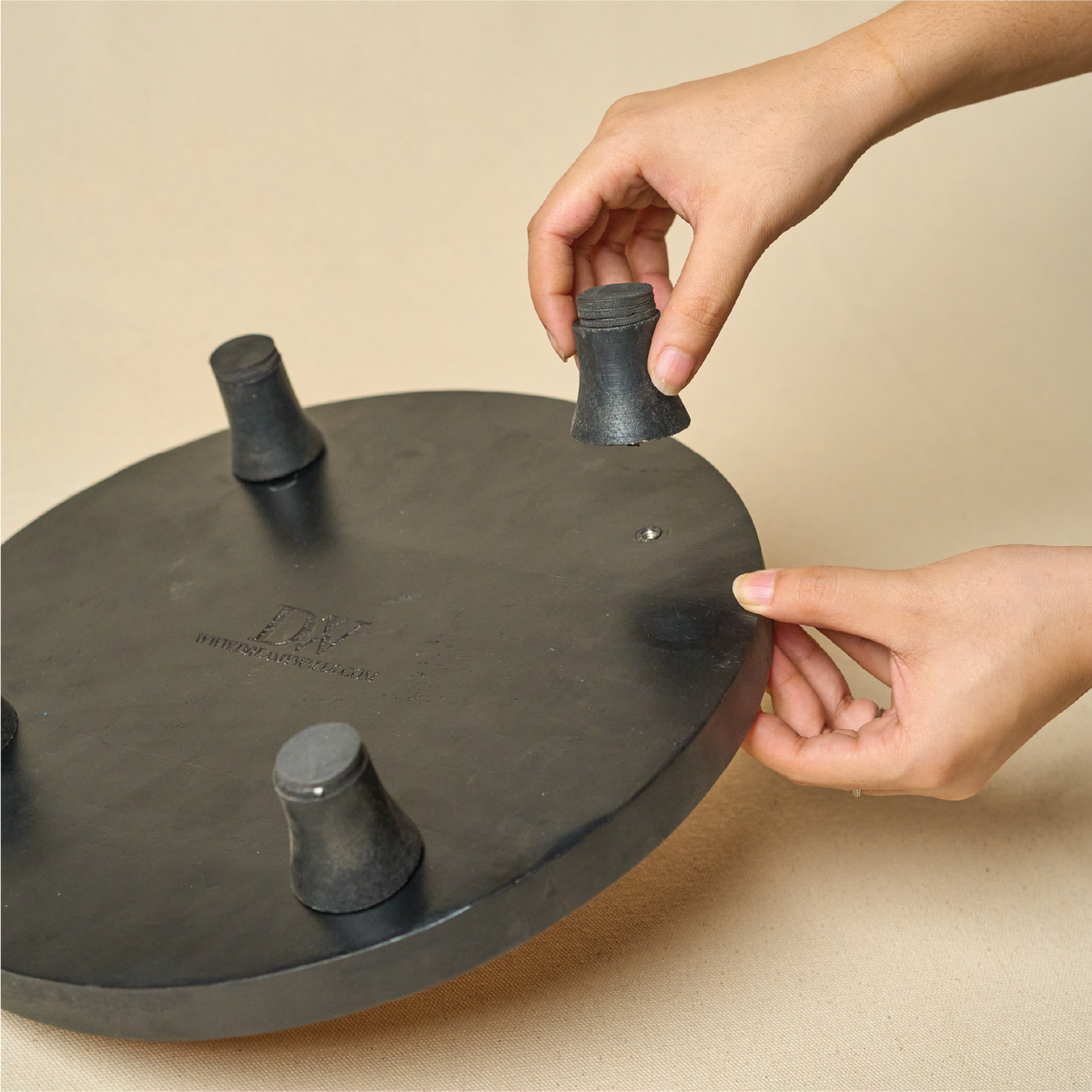 Round Wooden Ribbed Platter