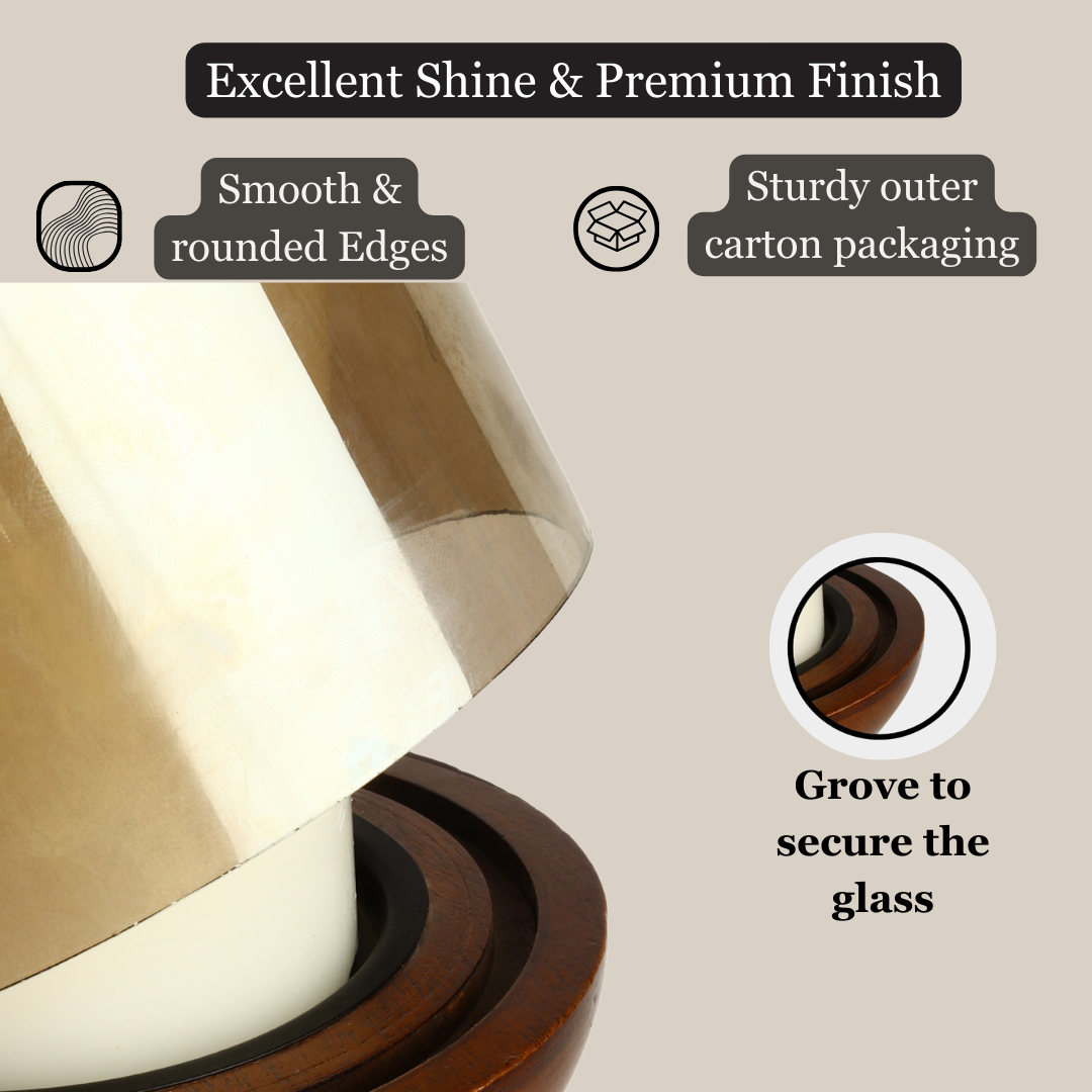 Wooden Pillar Candle Stands with Glass Hurricane