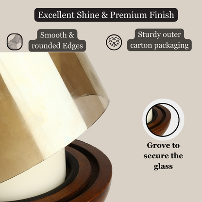 Wooden Pillar Candle Stands with Glass Hurricane