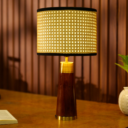 Mango Wood Table Lamp, Natural Rattan Shade  – A Masterpiece of Elegance from the RIO Collection