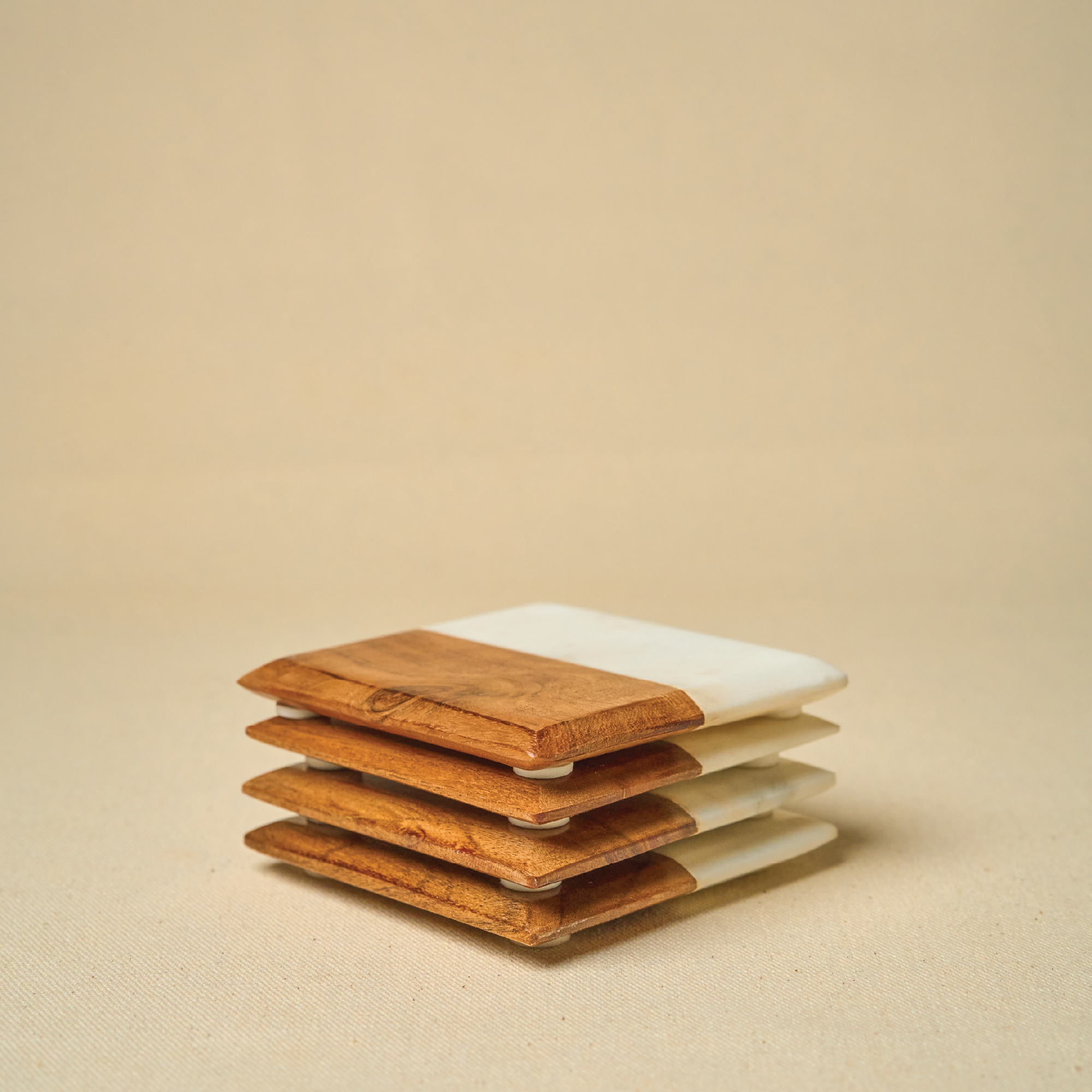 Marble-Acacia Wood Square Coasters