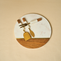 Marble & Acacia wood Charcuterie Board with Cutlery — thumbnail