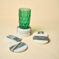 White & Black Marble Coasters with Brass Inlay — thumbnail