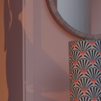 Mango Wood Table Lamp, Orange Zebra Fabric Shade - RIO Collection — thumbnail