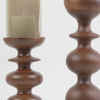 Wooden Candle Stands Curvy with Glass Hurricane — thumbnail