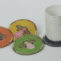 Honey Bee Coaster Set of 4 – Handcrafted Glass-Beaded Drink Coasters — thumbnail