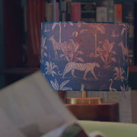 Mango Wood Table Lamp, Savanna Blues Fabric Shade - RIO Collection — thumbnail