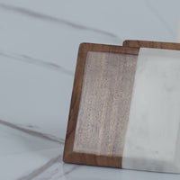 Marble-Acacia Wood Square Coasters — thumbnail