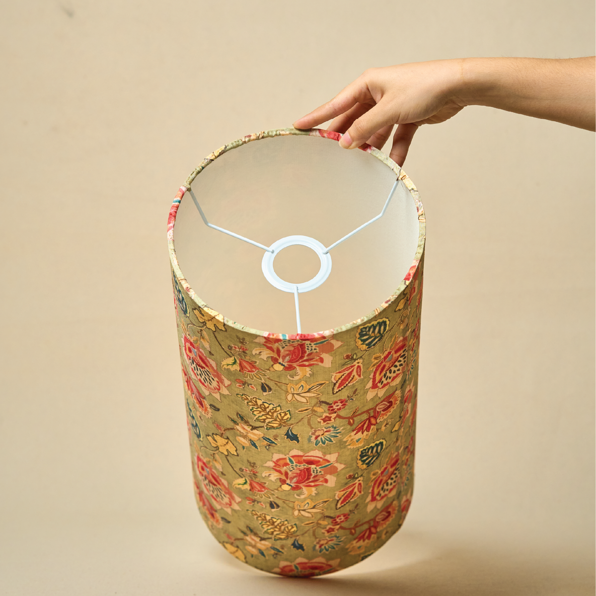Drum Lamp Shade for Bedroom, Living Room | Handcrafted Printed Faux Silk Replacement Lampshade Only | Easy Assembly Persian Flowers Shade