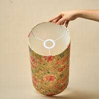 Drum Lamp Shade for Bedroom, Living Room | Handcrafted Printed Faux Silk Replacement Lampshade Only | Easy Assembly Persian Flowers Shade — thumbnail