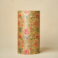 Drum Lamp Shade for Bedroom, Living Room | Handcrafted Printed Faux Silk Replacement Lampshade Only | Easy Assembly Persian Flowers Shade — thumbnail