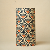 Drum Lamp Shade for Bedroom, Living Room | Handcrafted Printed Faux Silk Replacement Lampshade Only | Easy Assembly, Orange Zebra Fabric Shade — thumbnail
